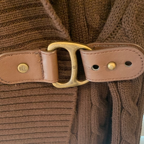 Lauren Ralph Lauren Dark Brown Belted Cardigan - Picture 4 of 7